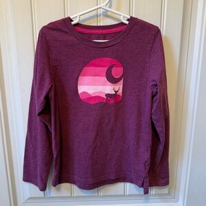 Carhartt Girls' Long-Sleeve Tee - Plum with Pink Graphic